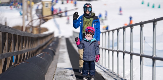 People riding the lift over at snowtubing at Blue Mountain Resort