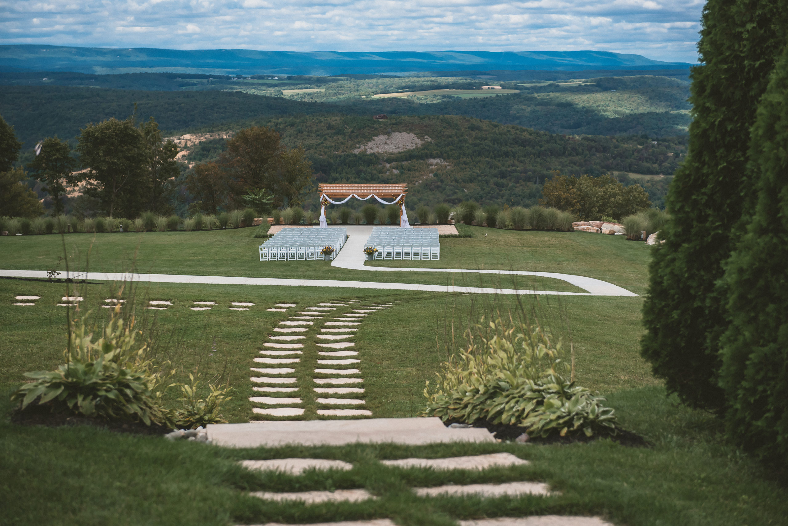 Outdoor wedding ceremony site at Blue Mountain Resort
