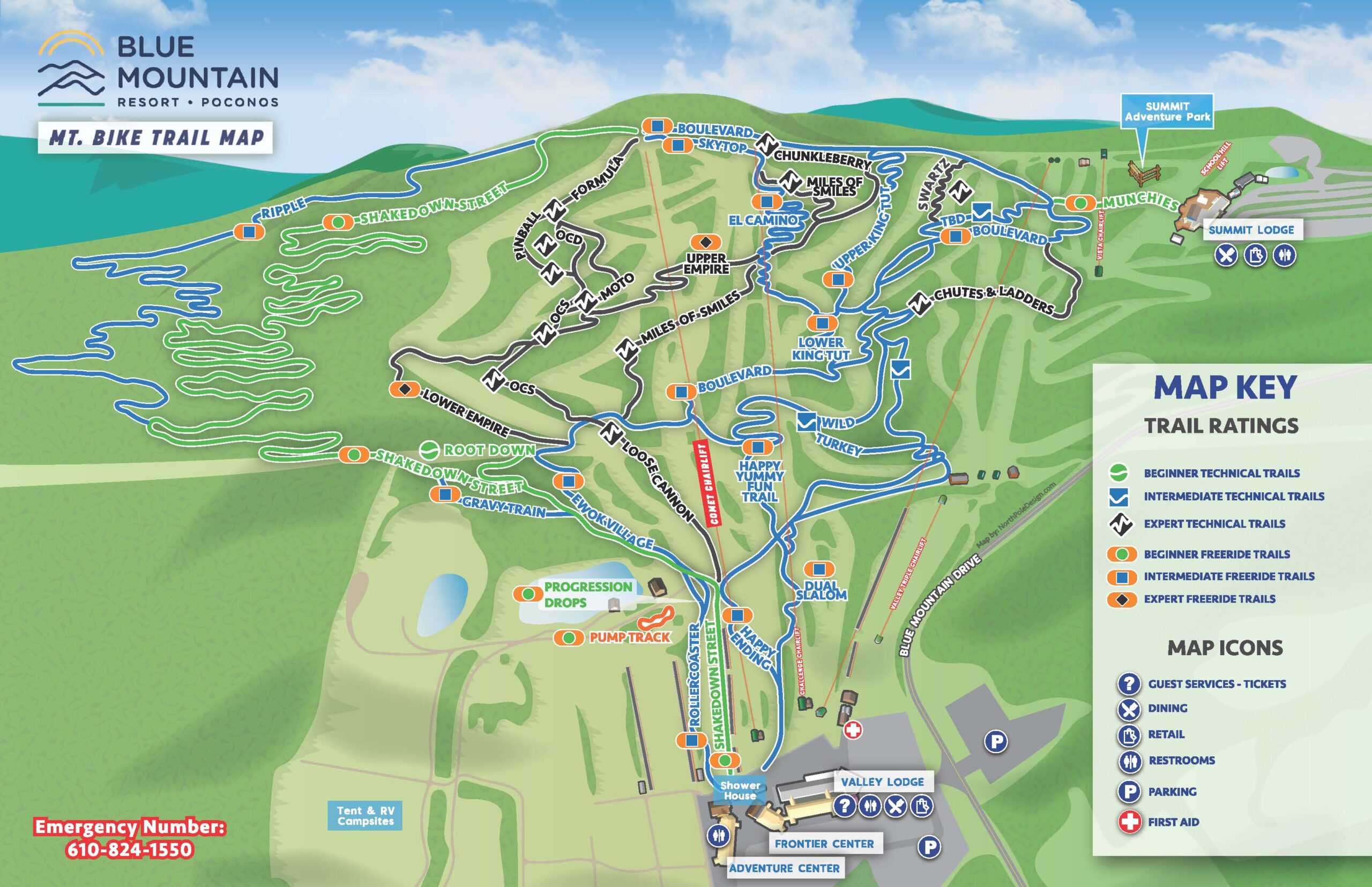 Blue Mountain Bike Park Trail Map Routes Guide